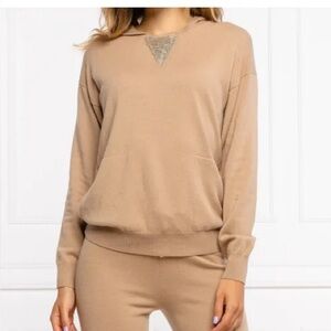 Peserico Beige Knit Hooded Sweater
